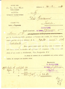 Documento originale, autentico 1914 GALLARATE VA Intimazione del curatore fallimentare Enrico MACCHI 1
