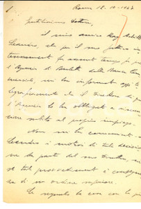 Autografo originale 1947 ROMA Gaetano PISTILLO si preoccupa per  un amico raccomandato Autografo 1