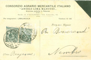 Cartolina originale da collezione 1923 PALERMO Consorzio Agrario Mercantile Italiano Angelo LIMA MANCUSO Cartolina 1