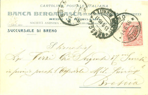 Documento originale, autentico 1916 BERGAMO WW1 Banca Bergamasca di Deposito Cartolina postale FP VG 1