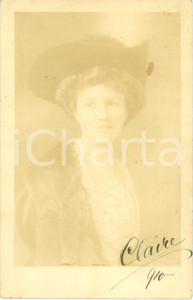Fotografia d epoca originale 1910 WIEN O Ritratto di ragazza con pelliccia e cappello a tesa larga 1
