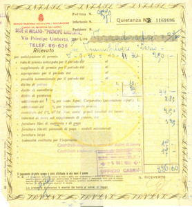 Documento originale, autentico 1936 MILANO Istituto Nazionale Fascista Assicurazione Infortuni sul Lavoro 1