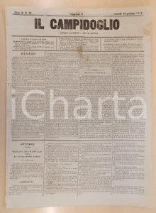 Giornale, rivista storica 1862 MILANO Giornale IL CAMPIDOGLIO Bisgona finirla col governo di RICASOLI! 1