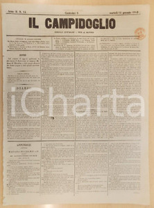 Giornale, rivista storica 1862 MILANO Giornale IL CAMPIDOGLIO Il paese non Ã¨ contento del Governo 1