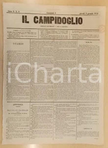 Giornale, rivista storica 1862 MILANO Giornale IL CAMPIDOGLIO Bettino RICASOLI sciolga il Parlamento 1