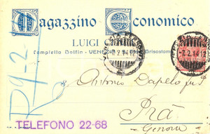 Cartolina originale da collezione 1914 VENEZIA Luigi CENCI  Magazzino economico Cartolina commerciale FP VG 1