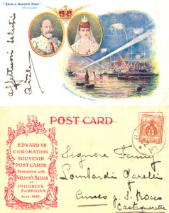 Cartolina originale da collezione 1902 LONDON UK Incoronazione di EDOARDO VII di Sassonia Cartolina animata FP 1