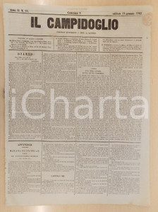 Giornale, rivista storica 1862 MILANO Giornale IL CAMPIDOGLIO Dovevamo fondare lo Stato colle armi 1