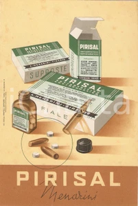 Materiale pubblicitario d’epoca 1955 FIRENZE Laboratorio MENARINI Antireumatico PIRISAL Cartoncino pubblicitario 1