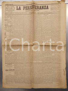 Giornale, rivista storica 1883 MILANO Giornale LA PERSEVERANZA Resistenze ad alleviamento debito pubblico 1