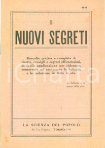 Giornale, rivista storica 1900 ca TORINO I nuovi segreti de La scienza del Popolo Pubblicazione 1