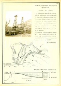 Documento originale, autentico 1950 ca BORGIANO MC Diga sul bacino del CHIENTI Azienda ICOS Scheda con foto 1