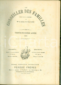 Libro, pubblicazione d epoca 1889 Comtesse de TRAVANET CONSEILLER DES FAMILLES Annata completa TAVOLE 1