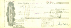 Documento originale, autentico 1948 CASALE CORTE CERRO VB Ditta Fratelli CALDERONI Casalinghi Cambiale 1