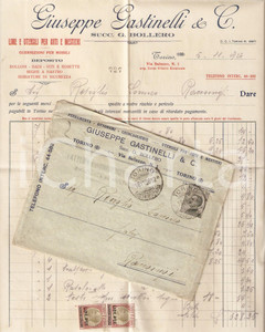 Documento originale, autentico 1926 TORINO Giuseppe GASTINELLI lime utensili arti mestieri Fattura commerciale 1
