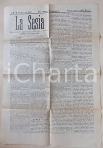 Giornale, rivista storica 1896 LA SESIA Istruzione gratuita Ã¨ diritto di tutti Giornale 1