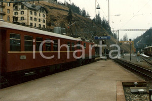 Fotografia d epoca originale 1980 ca ST. MORITZ SVIZZERA Trenino rosso del BERNINA Vagone ristorante Foto 1