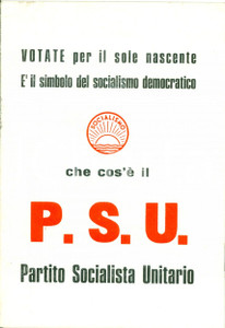 Materiale pubblicitario d’epoca 1969 MILANO PSU Programma politico Antonio DI MAIO Partito Socialista Unitario 1