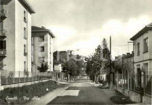 Cartolina originale da collezione 1955 ca CANELLI CN Veduta della collina da VIA ALBA Cartolina animata FG NV 1