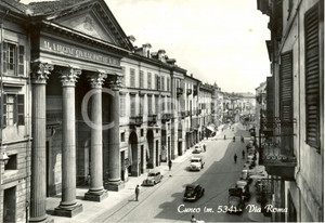 Cartolina originale da collezione 1960 ca CUNEO Veduta di Via Roma AUTO D EPOCA Cartolina animata FG NV 1