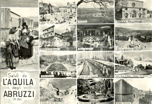 Cartolina originale da collezione 1967 L AQUILA Vedutine Basilica SAN BERNARDINO  PIAZZA DUOMO Cartolina animata 1