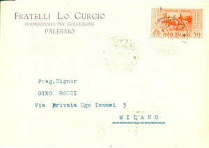Cartolina originale da collezione 1932 PALERMO Fratelli LO CURCIO francobolli per collezione Cartolina FG VG 1