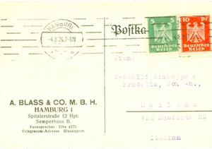 Cartolina originale da collezione 1926 HAMBURG DE Ditta BLASS & CO. M.B.H. Cartolina commerciale FP VG 1