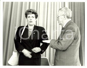 Fotografia d epoca originale 1990 FRANCIA Catherine TRAUTTMAN e Théo BRAUN Incontro politico Fotografia 1