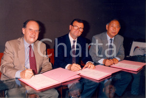 Fotografia d epoca originale 1985 ca FRANCIA Claude CONTAMINE Philippe CHATRIER René HAN Fotografia 1