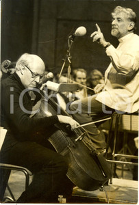 Fotografia d epoca originale 1980 ca FRANCIA Mstislav ROSTROPOVITCH e Leonard BERNSTEIN in concerto Foto 1