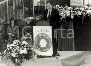 Fotografia d epoca originale 1990 BONN D HansDietrich GENSCHER conferenza Sicurezza Cooperazione EUROPA Foto 1