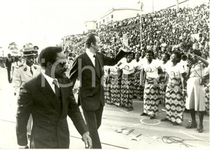 Fotografia d epoca originale 1980 FRANCEVILLE Gabon Re Juan Carlos I SPAGNA e Omar BONGO ONDIMBA Foto 1