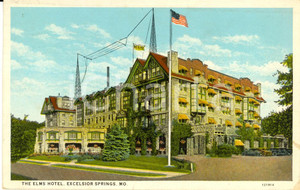 Cartolina originale da collezione 1930 EXCELSIOR SPRINGS, MISSOURI USA The ELMS Hotel Postcard FP VG 1