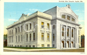Cartolina originale da collezione 1940 ca JOPLIN, MISSOURI USA Scottish Rite Temple Postcard illustrated FP NV 1