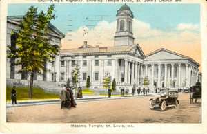 Cartolina originale da collezione 1925 SAINT LOUIS, MISSOURI USA Temple Israel Saint John s Church Postcard FP 1