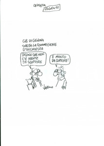 Stampa, bozzetto originale 2007 DISEGNO originale VAURO Senesi G8 GENOVA Nulla da scoprire tutto da coprire 1