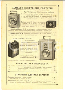Materiale pubblicitario d’epoca 1921 MILANO Listino ELETTROLUCE Lampadine e materiale elettrico Pubblicitario 1