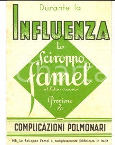 Materiale pubblicitario d’epoca 1935 MILANO Laboratori LAPEYRE Sciroppo FAMEL Cartoncino pubblicitario 1