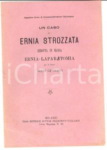 Libro, pubblicazione d epoca 1906  GROSSETO Gennaro BECHI Un caso di ernia strozzata laparotomia Libretto 1