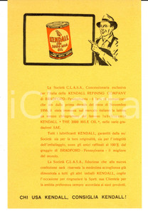 Materiale pubblicitario d’epoca 1950 ca Lubrificanti KENDALL SocietÃ  C.L.A.S.A. Volantino pubblicitario 1