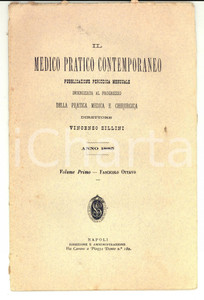 Libro, pubblicazione d epoca 1885 NAPOLI Il medico pratico contemporaneo Vol I Fascicolo 8 Periodico 1