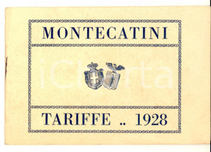 Materiale pubblicitario d’epoca 1928 MONTECATINI TERME PT Tariffario dei trattamenti termali 24 pp. 1