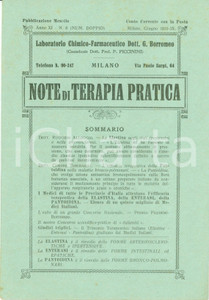 Libro, pubblicazione d epoca 1931 MILANO Laboratorio ChimicoFarmaceutico BORROMEO Note terapia elastina 1