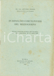 Documento originale, autentico 1948 Antonio PRIOLO Difesa Comuni poveri MEZZOGIORNO Rinnovamento dopo dittatura 1