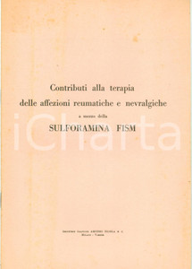 Libro, pubblicazione d epoca 1927 TORINO OSPEDALE MAGGIORE Terapia reumatismi SULFORMANINA FISM Opuscolo 1