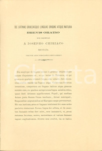 Libro, pubblicazione d epoca 1886 Giuseppe CHIRIACO De Latinae Graecaeque origine natura TIRTEO CALLINO 1