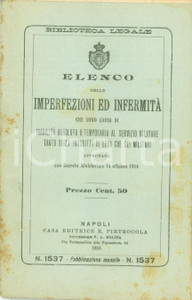 Documento originale, autentico 1917 NAPOLI WWI Imperfezioni ed infermitÃ  per inabilitÃ  a servizio militare 1