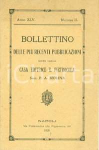 Materiale pubblicitario d’epoca 1928 NAPOLI Casa Editrice PIETROCOLA Bollettino pubblicazioni recenti 1