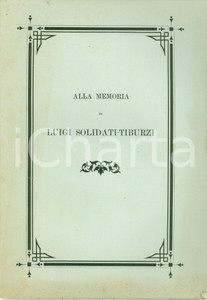 Libro, pubblicazione d epoca 1890 CONTIGLIANO RI Onoranze Senatore Luigi SOLIDATITIBURZI Discorsi 1