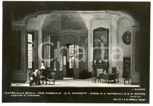 Cartolina originale da collezione 1935 MILANO Teatro alla SCALA Don Pasquale Scene ROVESCALLI SANTONI Foto seriale 1